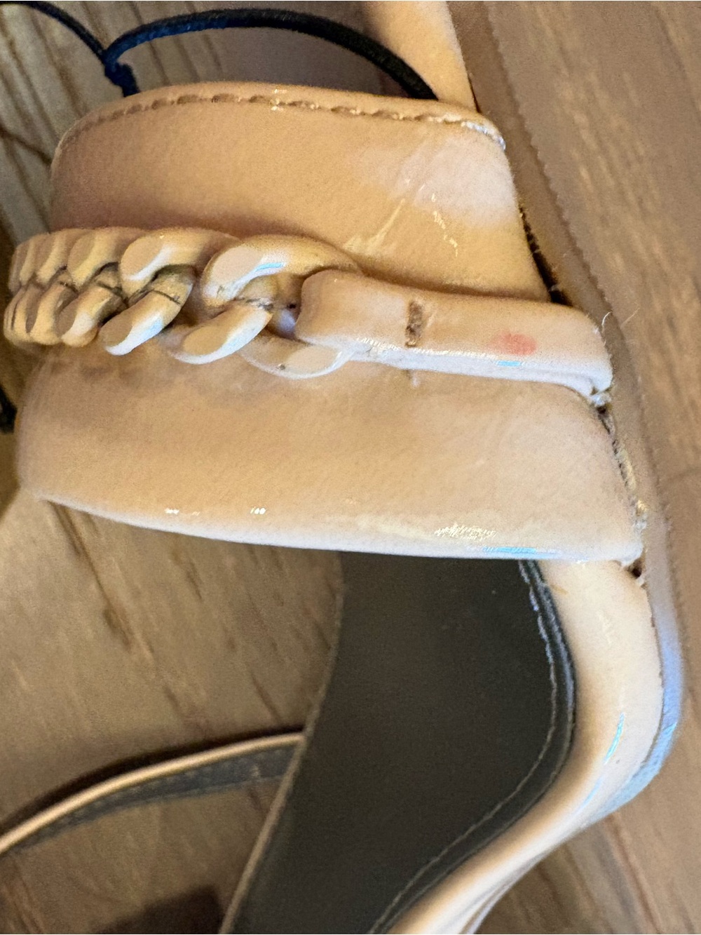 Worthington $60 NWT Nude Chain-Trim Block 3.5” Heel Sandals Sz 11 - Picture 7 of 10